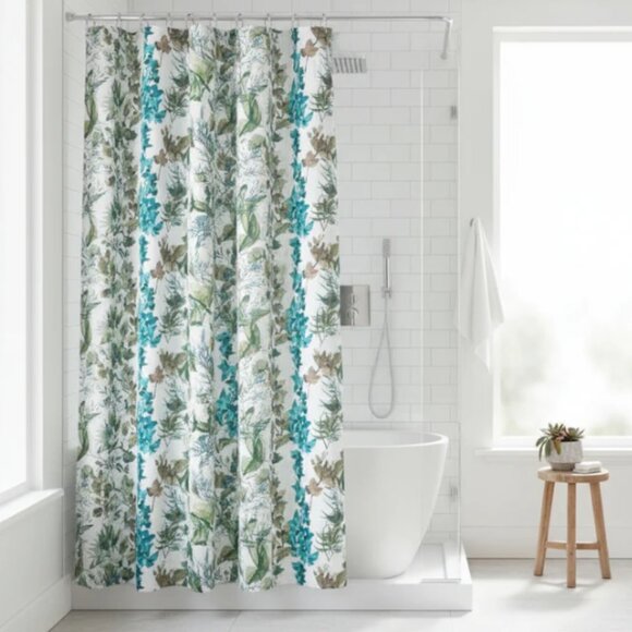 Hudson Bay Wild Flower Floral Cotton Shower Curtain 72x72 – Florence Square - Picture 1 of 5
